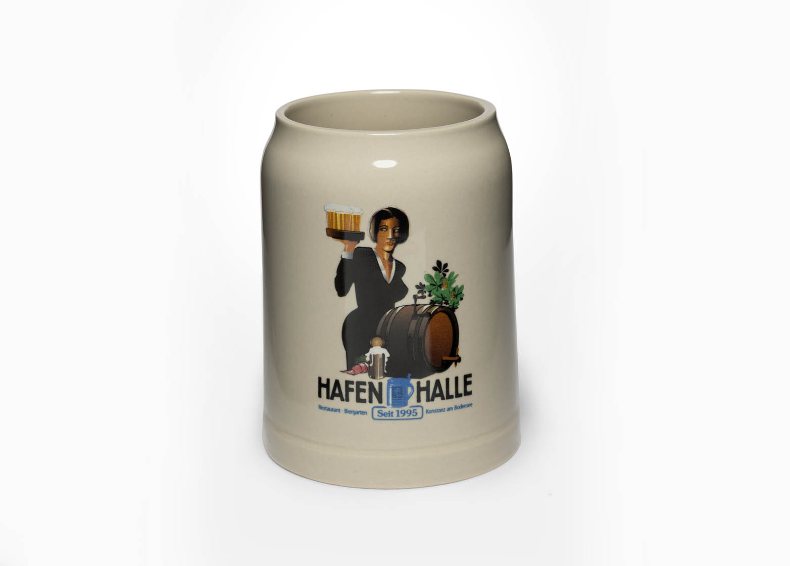 Hafenhalle-Bierkrug aus Ton